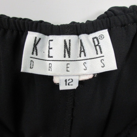 Vtg Dress 12 Black Maxi Off Shoulder Ruffle Layered Button Whimsigoth Gothic 338 - Picture 3 of 10